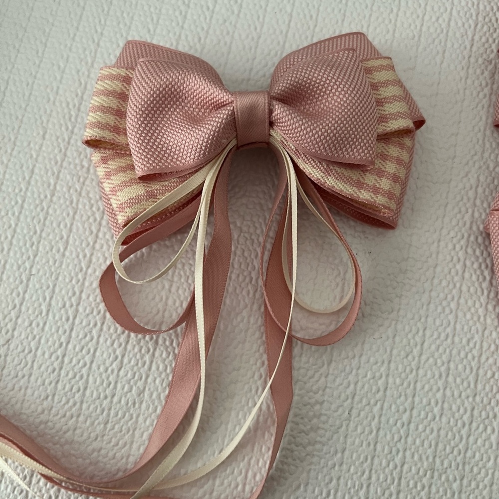 Pink and Cream Bow Hair Accessory